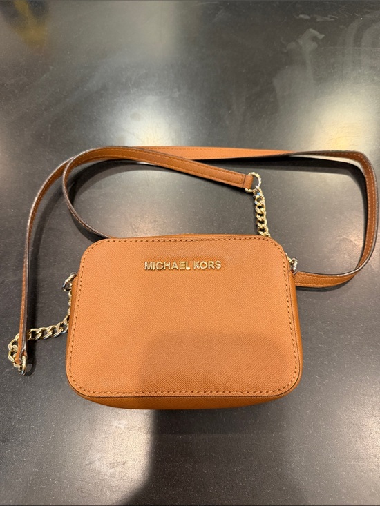 Michael Kors Handbags - Michael Kors Brown Leather Crossbody Camera Bag with Gold Hardware
